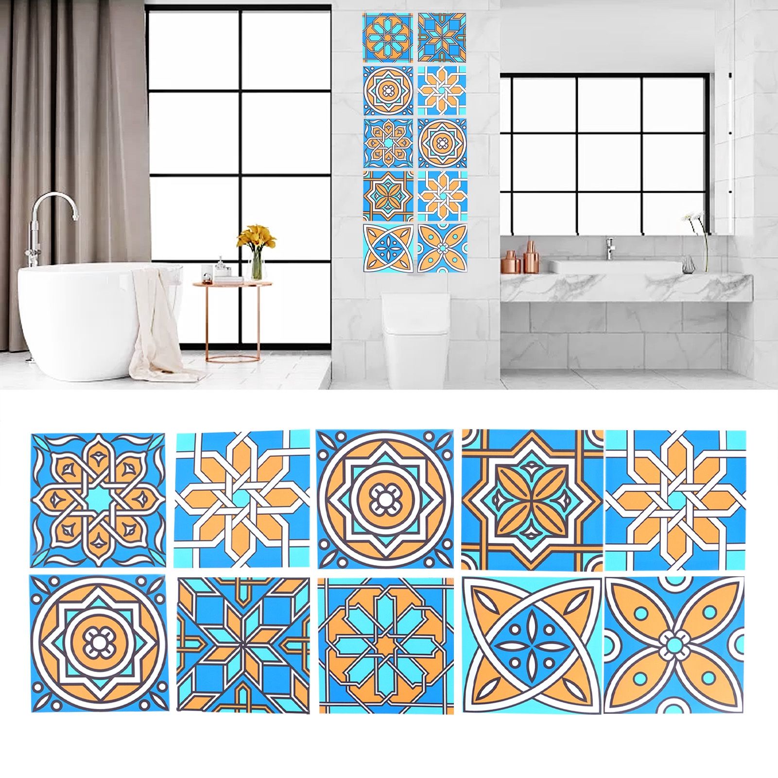 10Pcs Self Adhesive Wallpaper Waterproof Tile Stickers Home Decoration for view 11