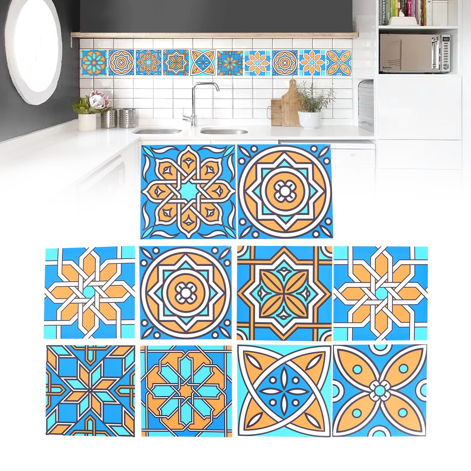 10Pcs Self Adhesive Wallpaper Waterproof Tile Stickers Home Decoration for view 12