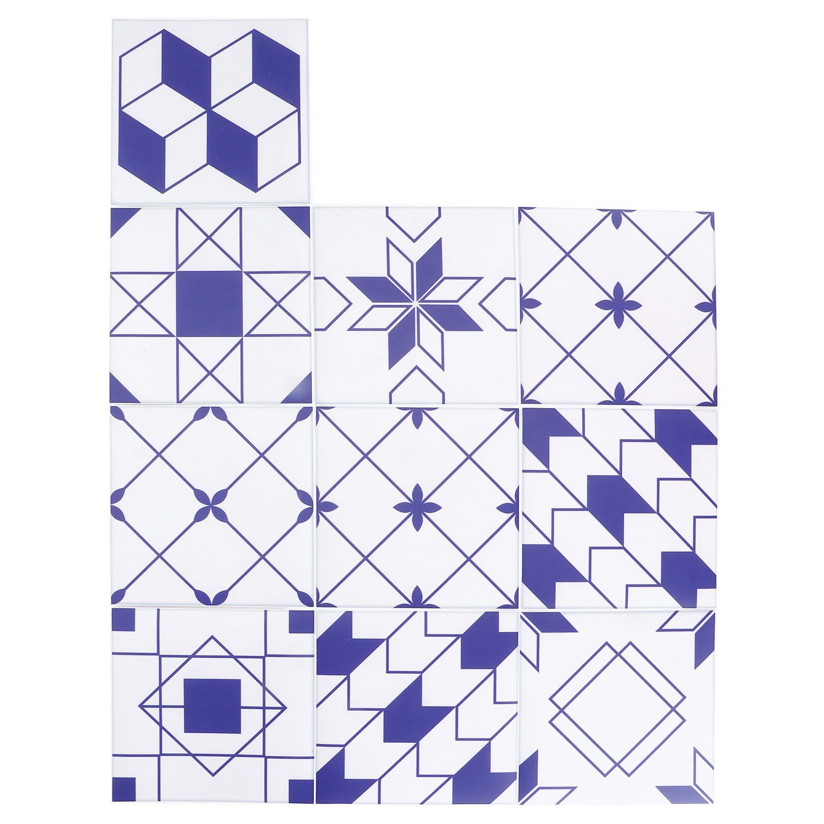 10Pcs DIY Tile Stickers Geometric Pattern Waterproof SelfAdhesive Wall Decals view 2
