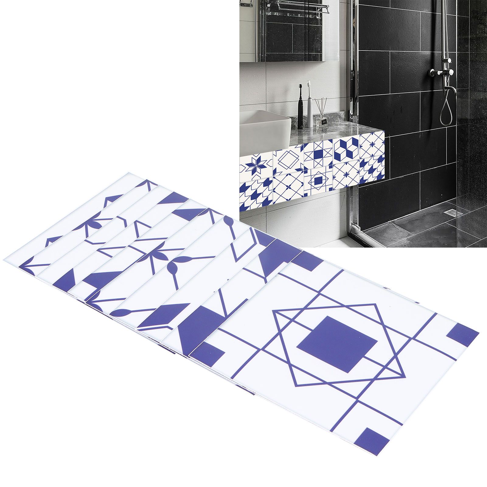 10Pcs DIY Tile Stickers Geometric Pattern Waterproof SelfAdhesive Wall Decals view 12