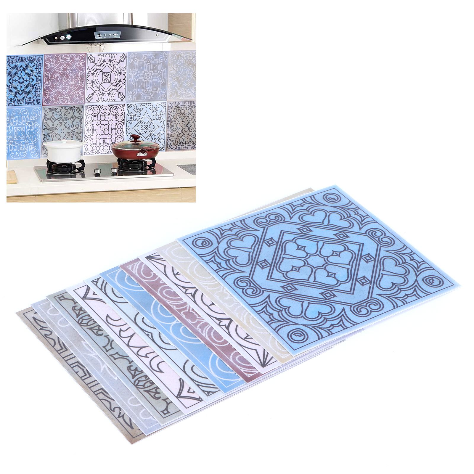 10PCS Tile Stickers Waterproof Oil Proof Self Adhesive Wall Sticker Decal view 12