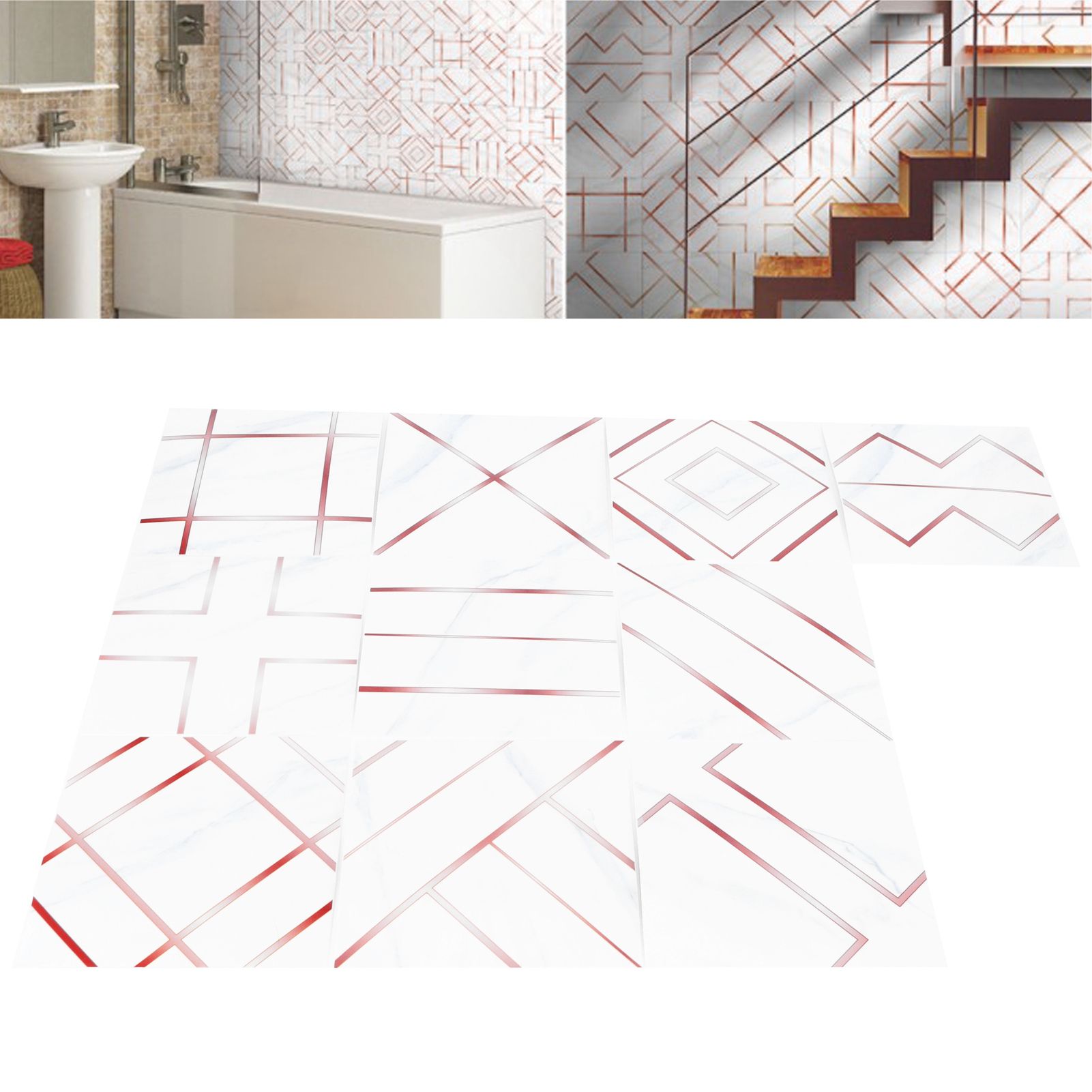 10PCS Kitchen Tile Stickers Waterproof Oil Proof Self Adhesive 3 Dimensional view 12