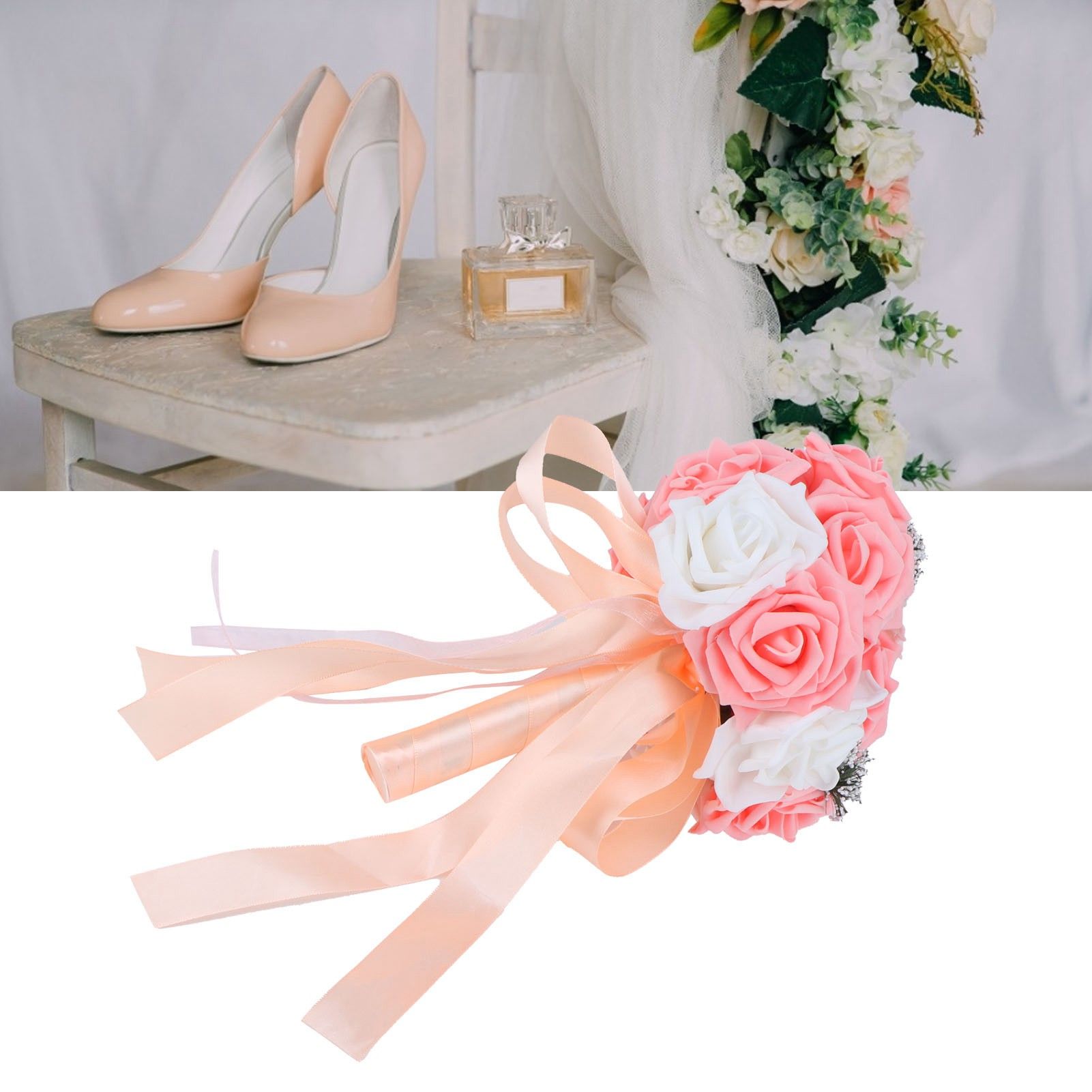 Bridal Bouquet PE Artificial Flowers Bunch for Wedding Stage Office Home view 11