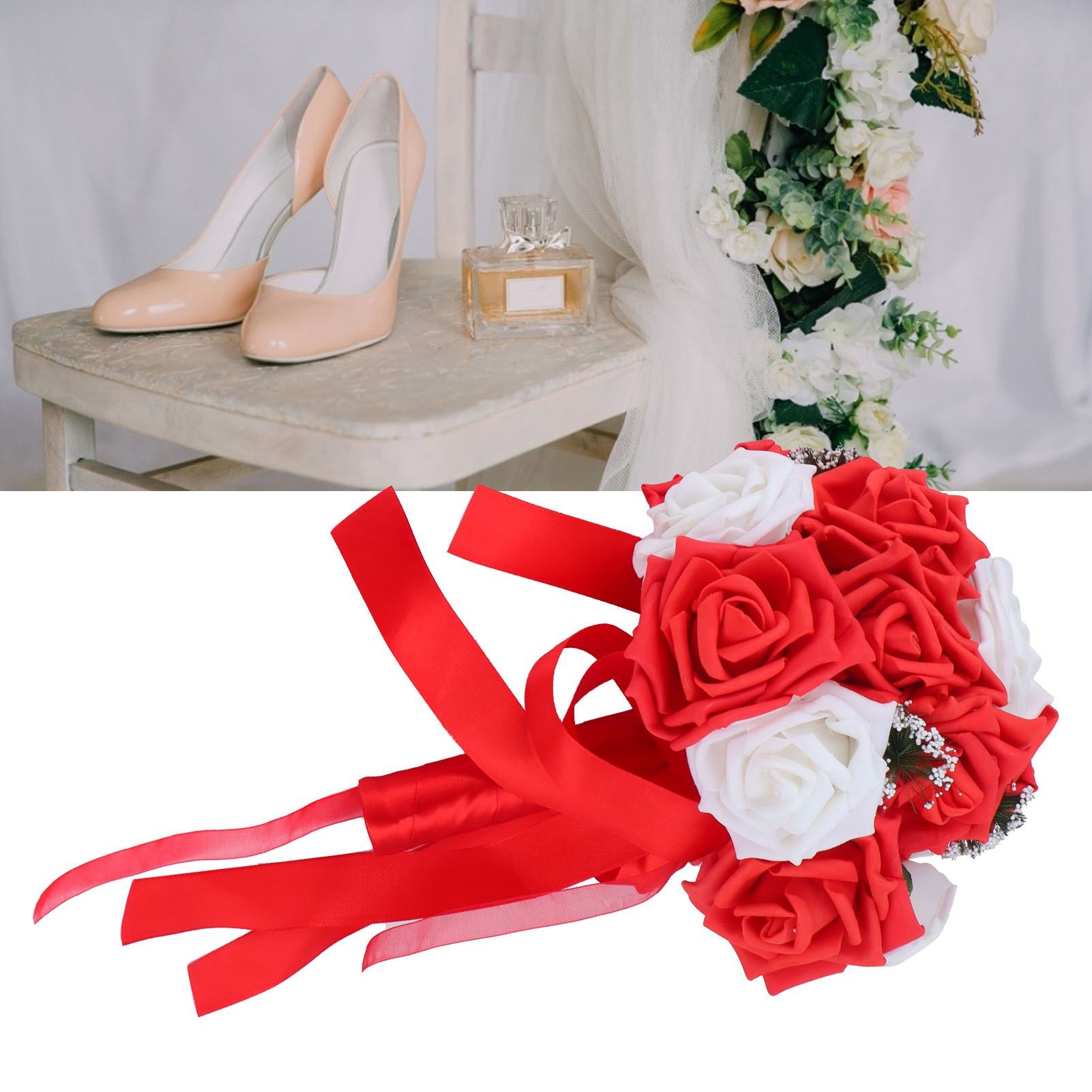 Bridal Bouquet PE Artificial Flowers Bunch for Wedding Stage Office Home view 11