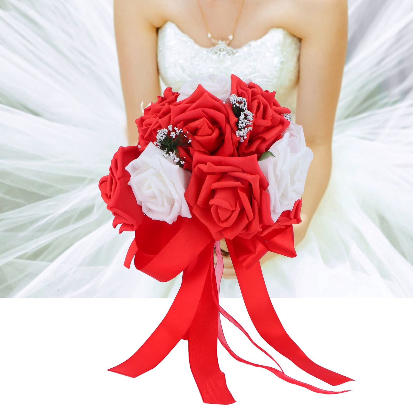 Bridal Bouquet PE Artificial Flowers Bunch for Wedding Stage Office Home view 12