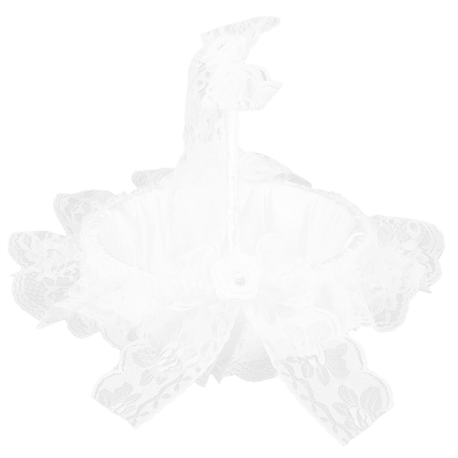Wedding Flower Basket with White Lace Romantic Lightweight Elegant Basket for view 4
