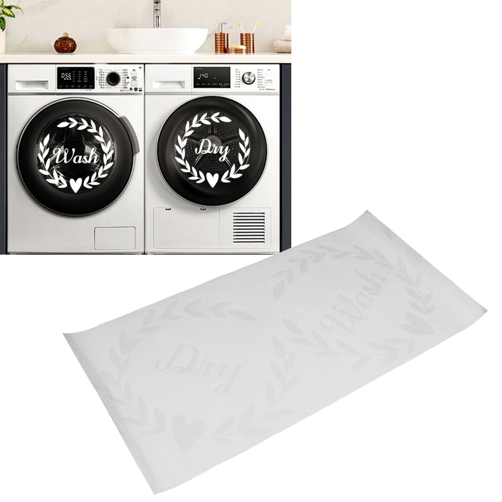 Self Adhesive Wall Sticker Wall Decal Washing Machines Farmhouse Laundry Decor view 11