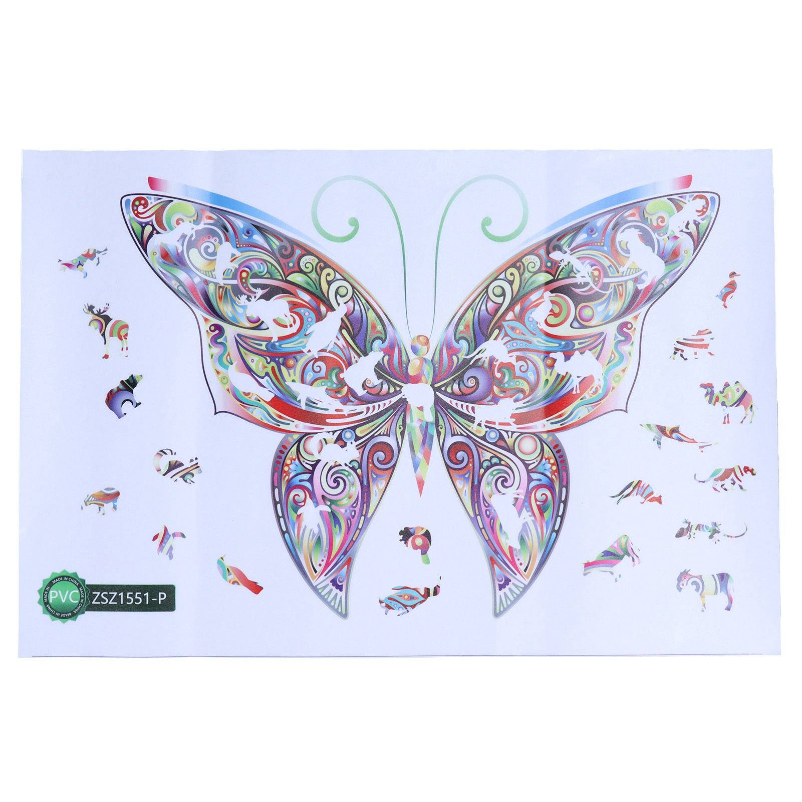 Colorful Animal Pattern Wall Decal Sticker DIY Butterflies Wall Art view 2