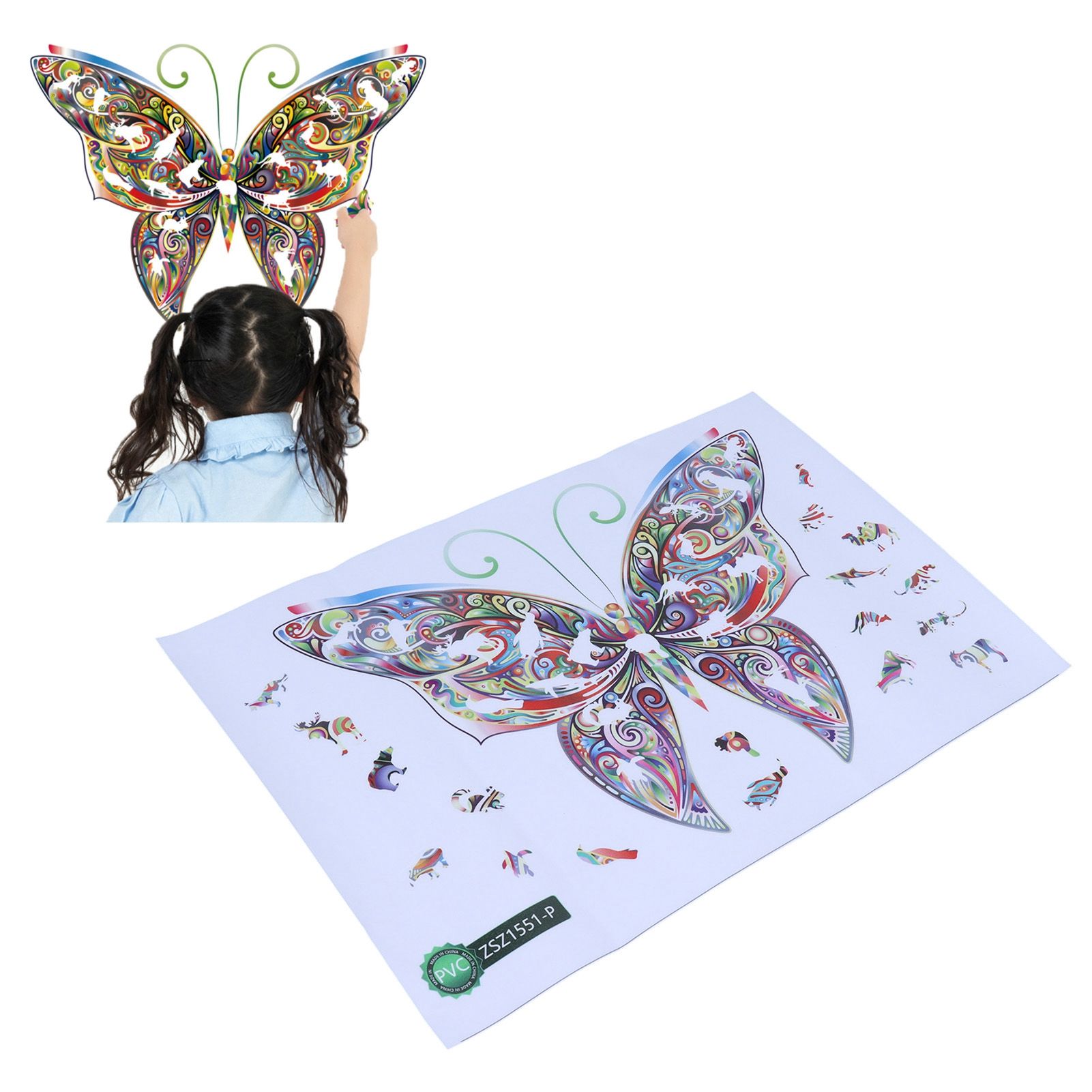 Colorful Animal Pattern Wall Decal Sticker DIY Butterflies Wall Art view 11