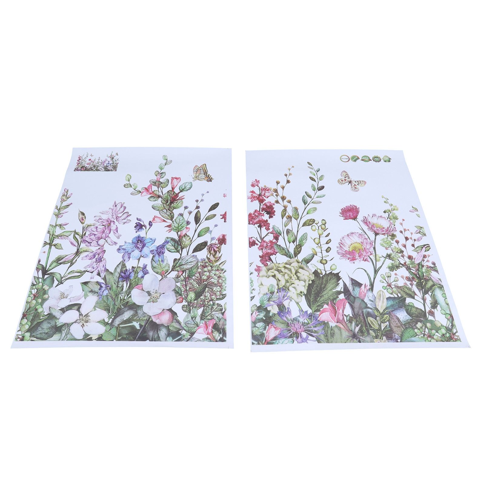 2Pcs Wall Stickers SelfAdhesive Plant Flowers Pattern Decals for Living Room