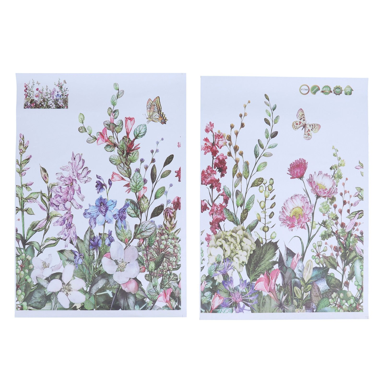 2Pcs Wall Stickers SelfAdhesive Plant Flowers Pattern Decals for Living Room view 2