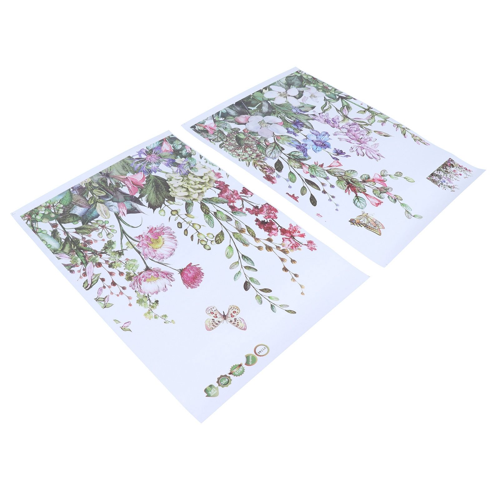 2Pcs Wall Stickers SelfAdhesive Plant Flowers Pattern Decals for Living Room view 5