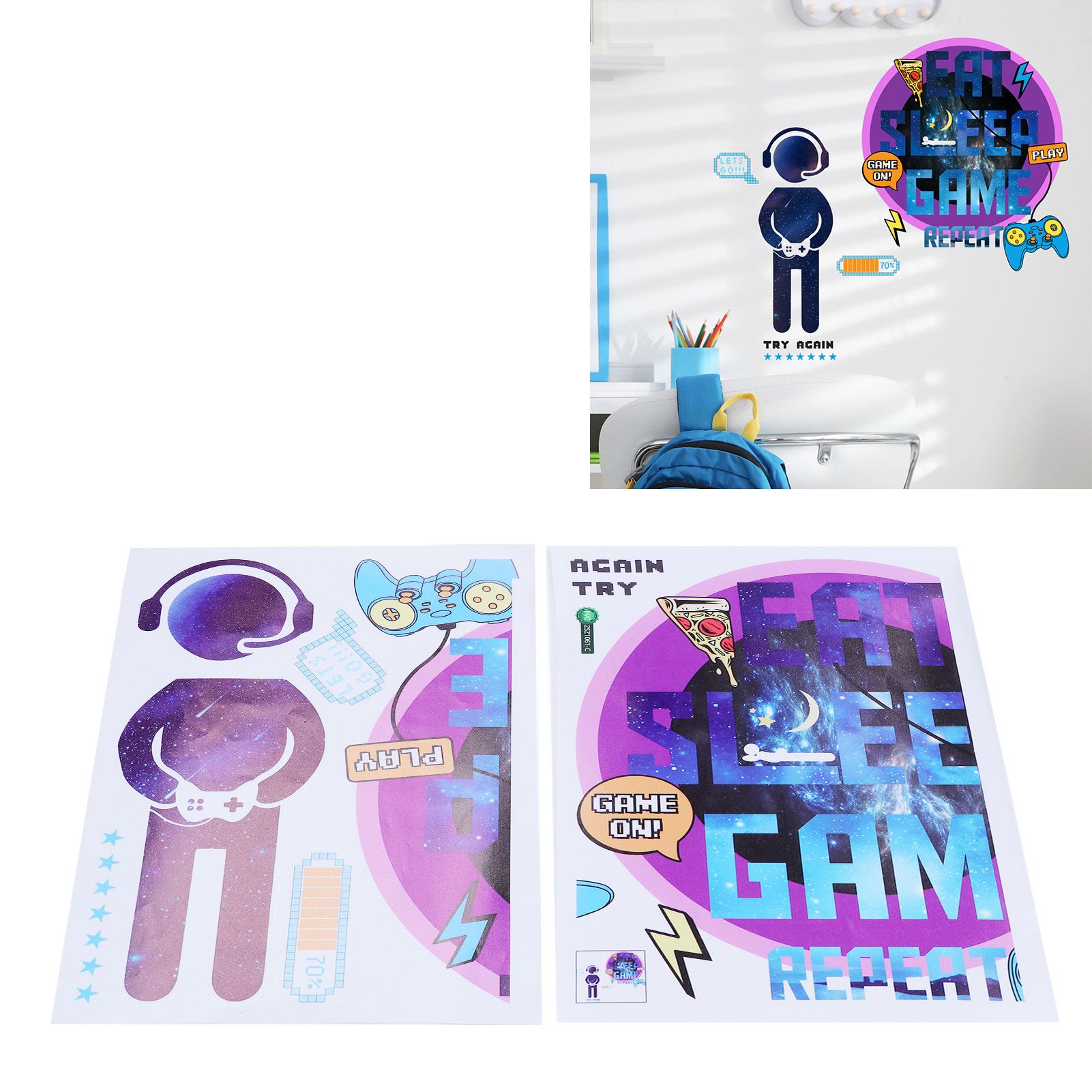 PVC Wall Stickers Removable SelfAdhesive Gamer Decals Wallpaper for Home view 11
