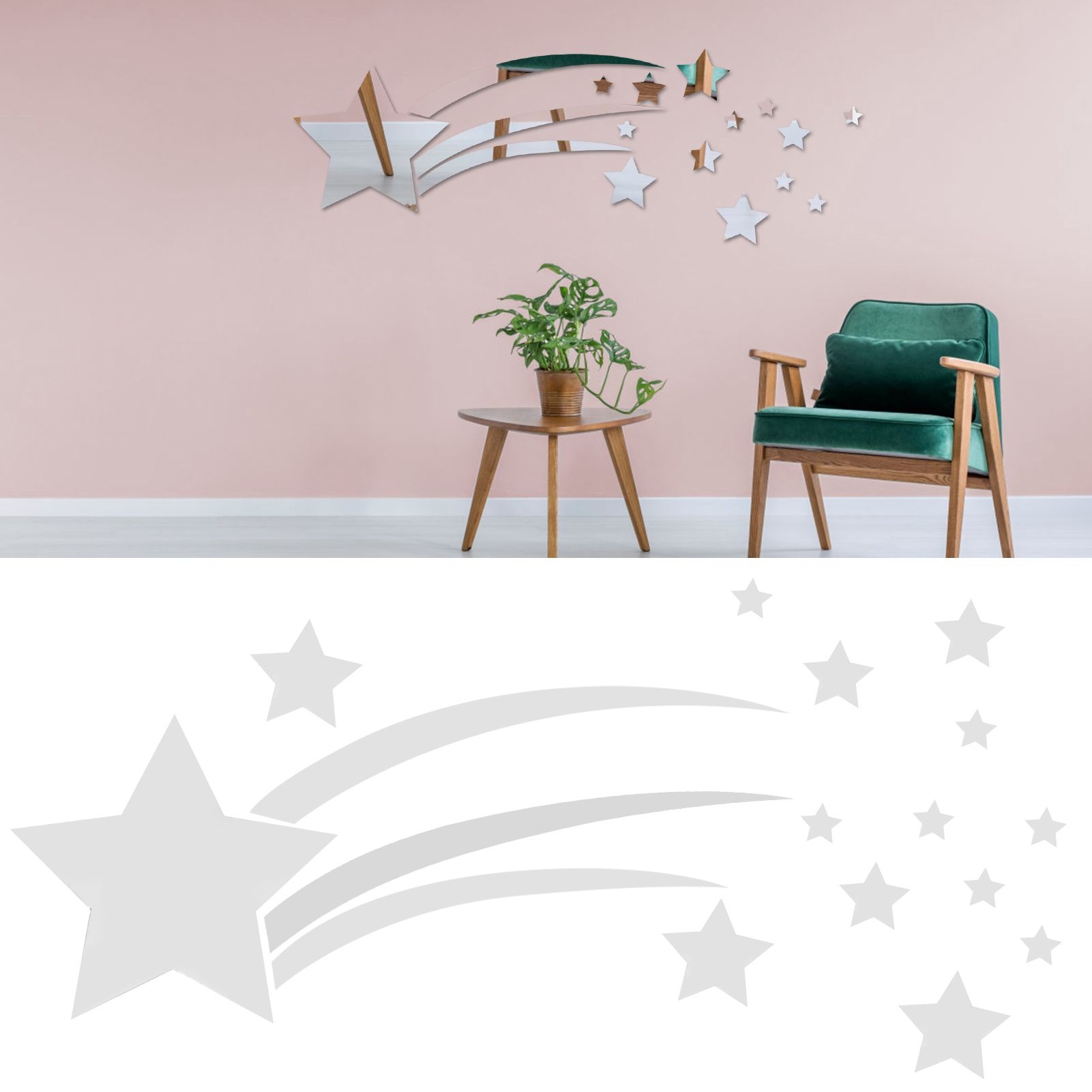 3‑Dimensional Wall Sticker Star Mirror Wall Decal for Living Room Bedroom view 12