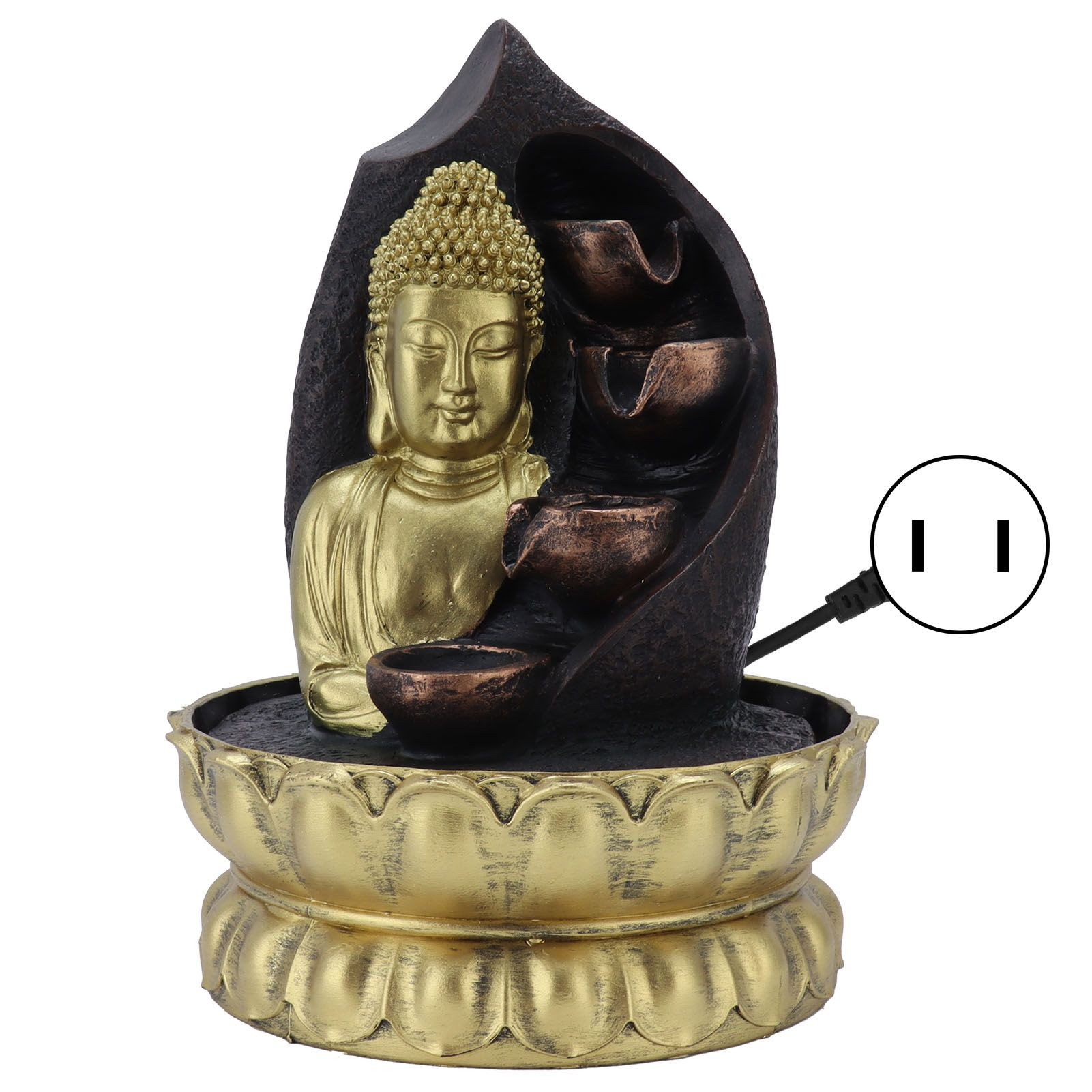 Resin Buddha Statue Water Running Fountain Feng Shui Ornament Indoor view 2