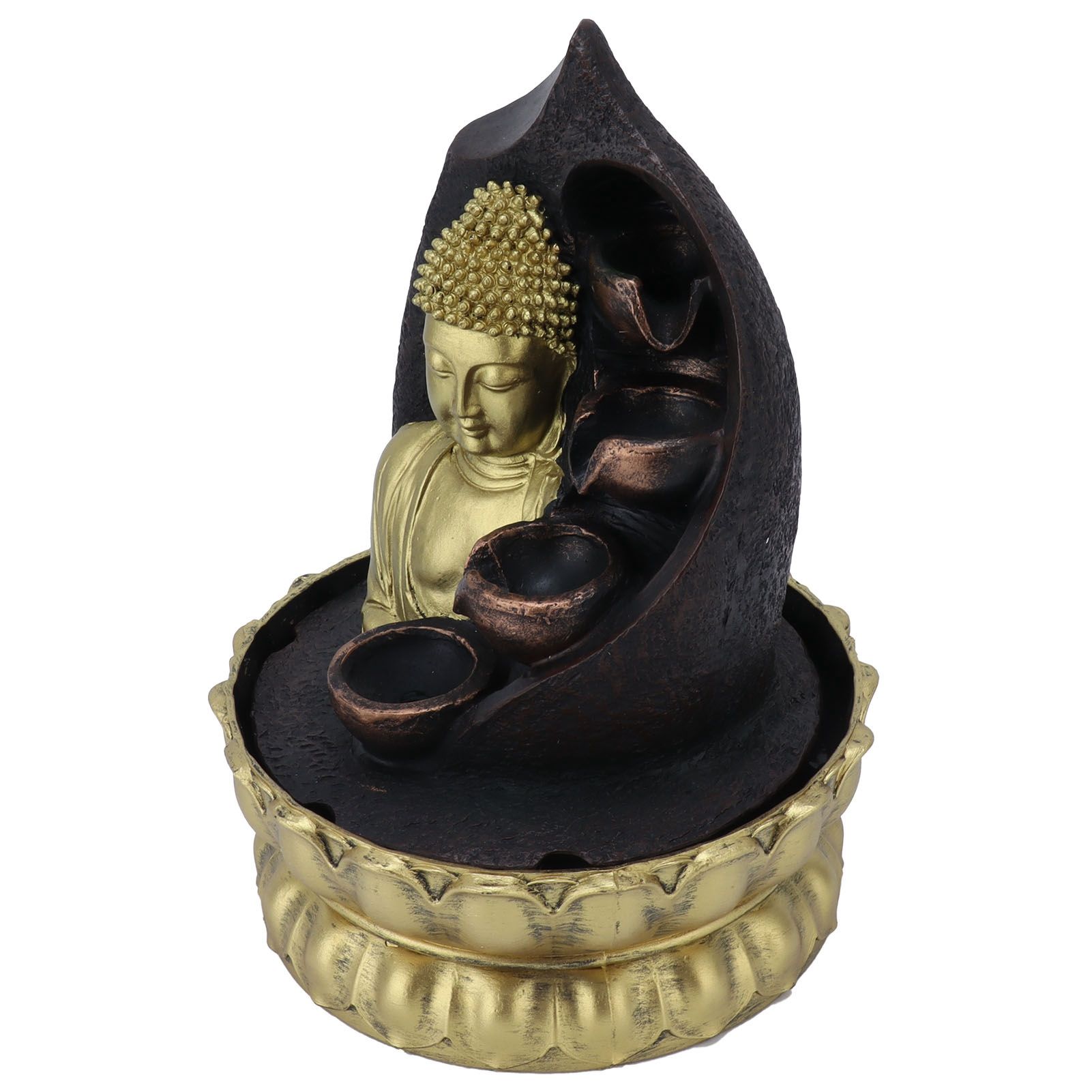 Resin Buddha Statue Water Running Fountain Feng Shui Ornament Indoor view 3