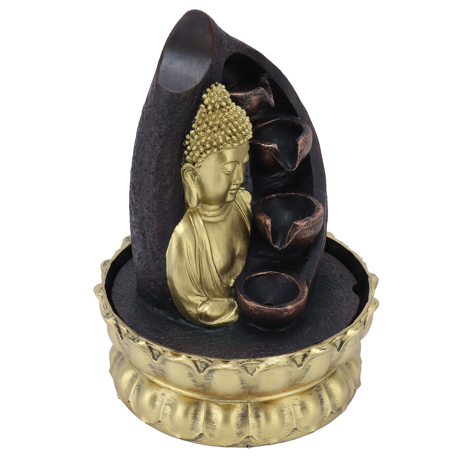 Resin Buddha Statue Water Running Fountain Feng Shui Ornament Indoor view 4
