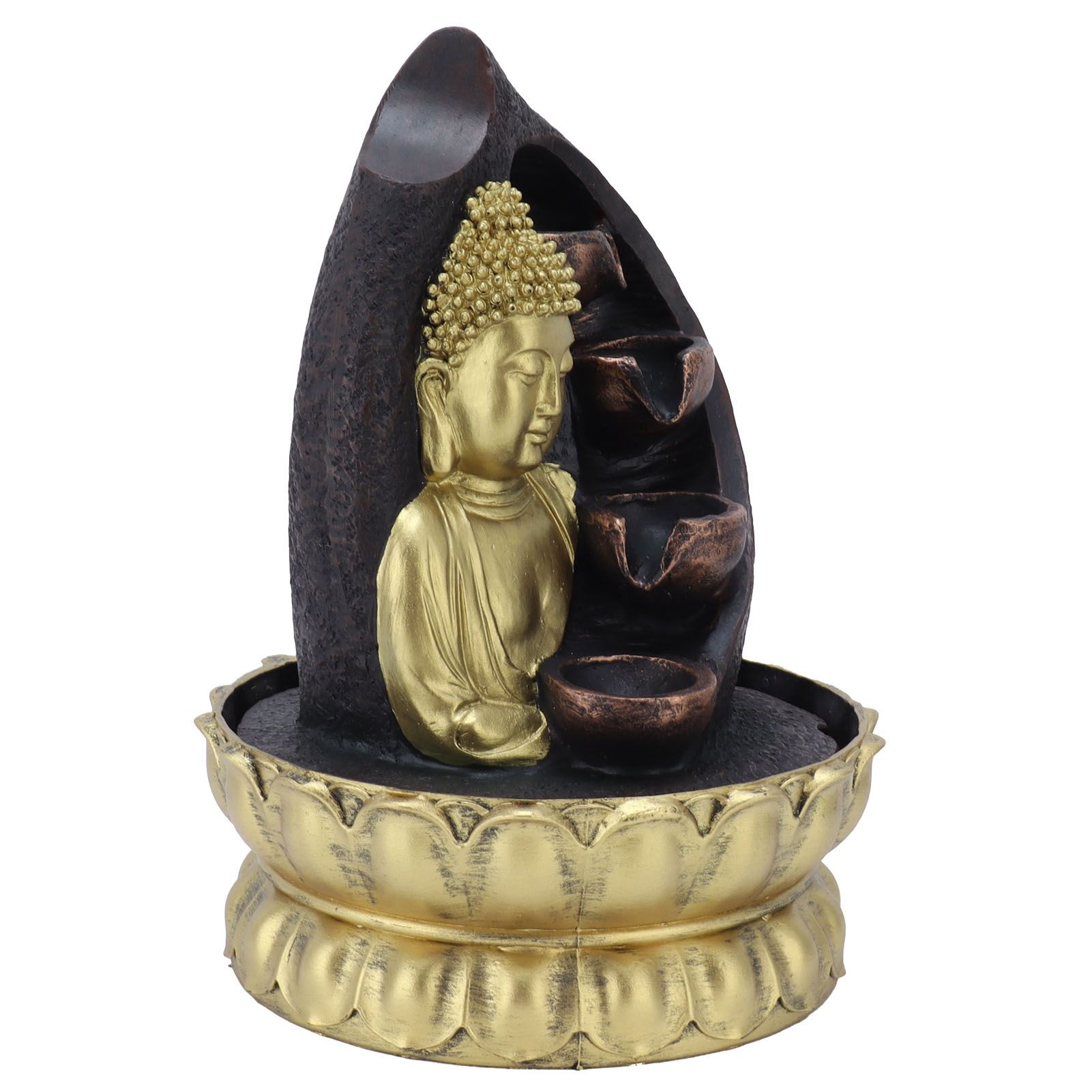Resin Buddha Statue Water Running Fountain Feng Shui Ornament Indoor view 5