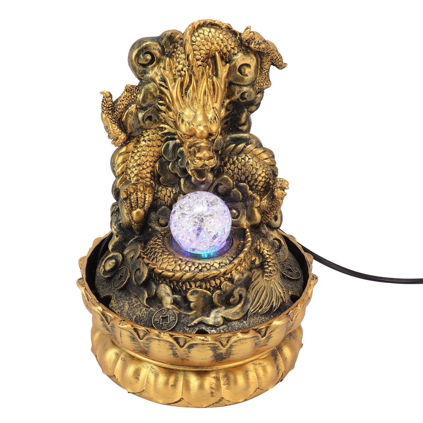 Resin Dragon Statue LED Desktop Water Fountain Home Office Desktop Decor view 3