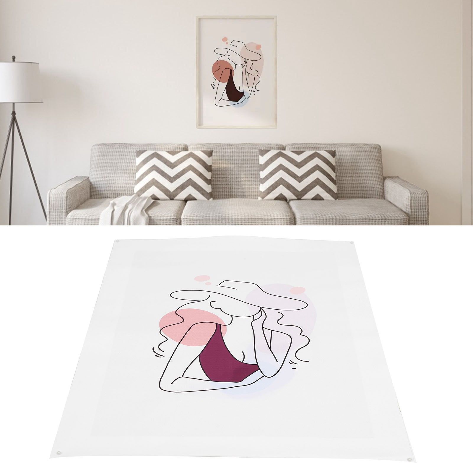 Line Girl Face Abstract Illustration Wall Art Canvas Painting Frameless Wall view 11