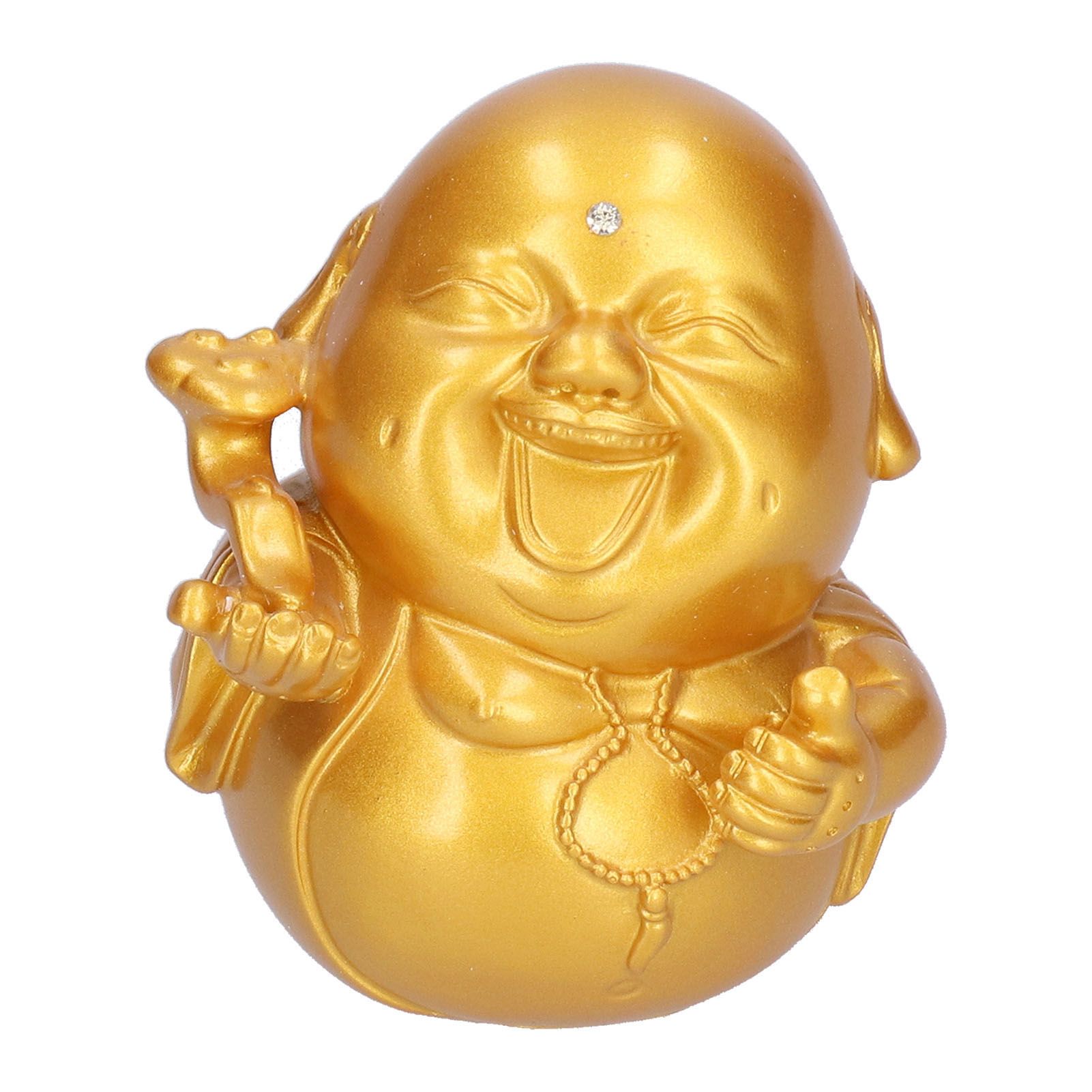 Golden Cute Maitreya Buddha Statue Sculpture Buddhism Figurine Decoration for view 2