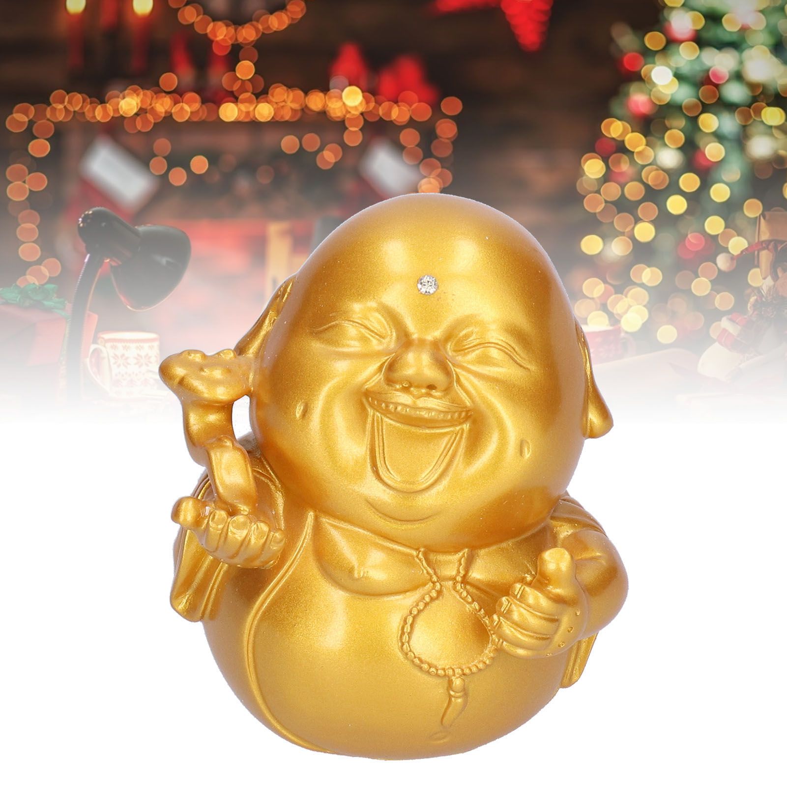 Golden Cute Maitreya Buddha Statue Sculpture Buddhism Figurine Decoration for view 11