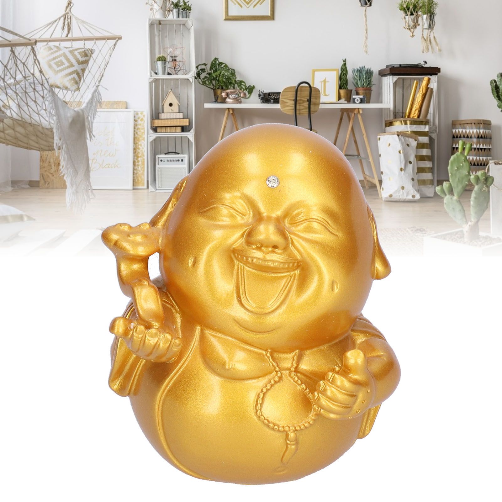 Golden Cute Maitreya Buddha Statue Sculpture Buddhism Figurine Decoration for view 12