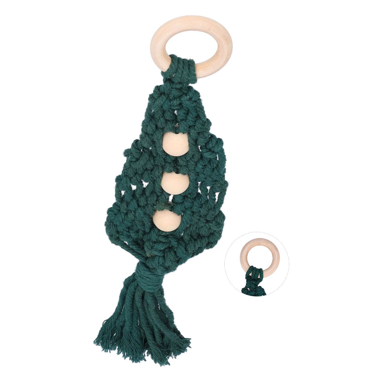 Christmas Tree Ornaments Wooden Loop Cotton Rope HandWoven Christmas Ornaments view 7