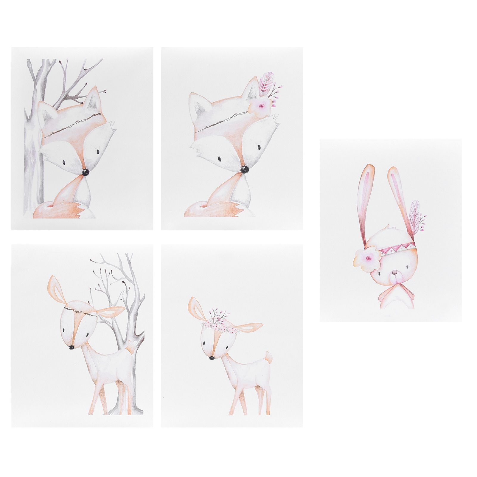 5Pcs Wall Painting Set Cartoon Animal Pattern Wall Art Picture Bedroom Living