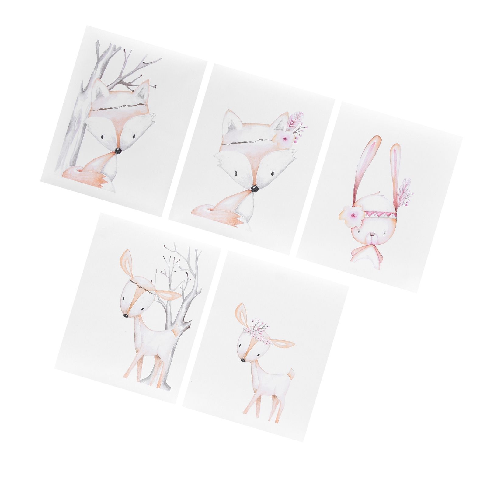 5Pcs Wall Painting Set Cartoon Animal Pattern Wall Art Picture Bedroom Living view 4