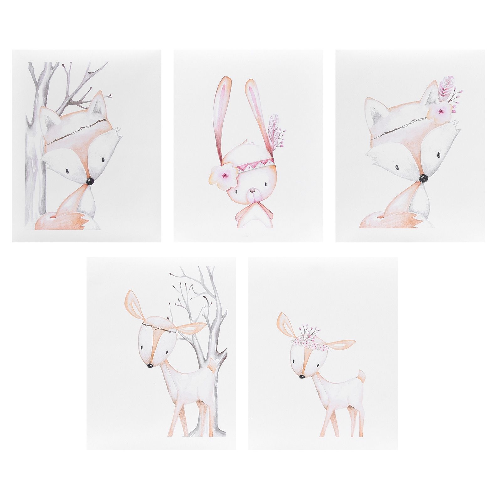 5Pcs Wall Painting Set Cartoon Animal Pattern Wall Art Picture Bedroom Living view 7