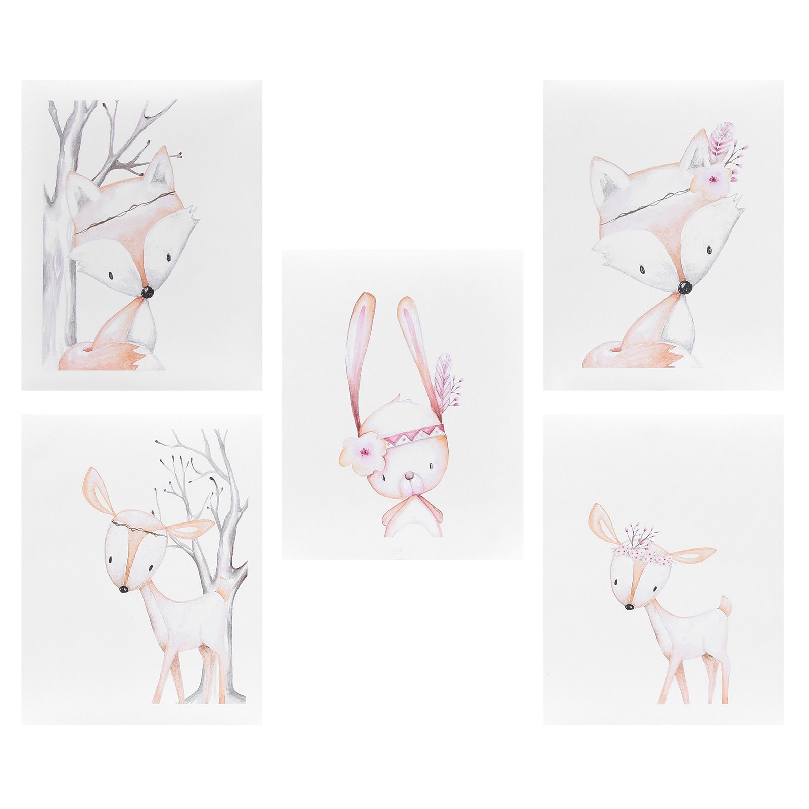 5Pcs Wall Painting Set Cartoon Animal Pattern Wall Art Picture Bedroom Living view 8