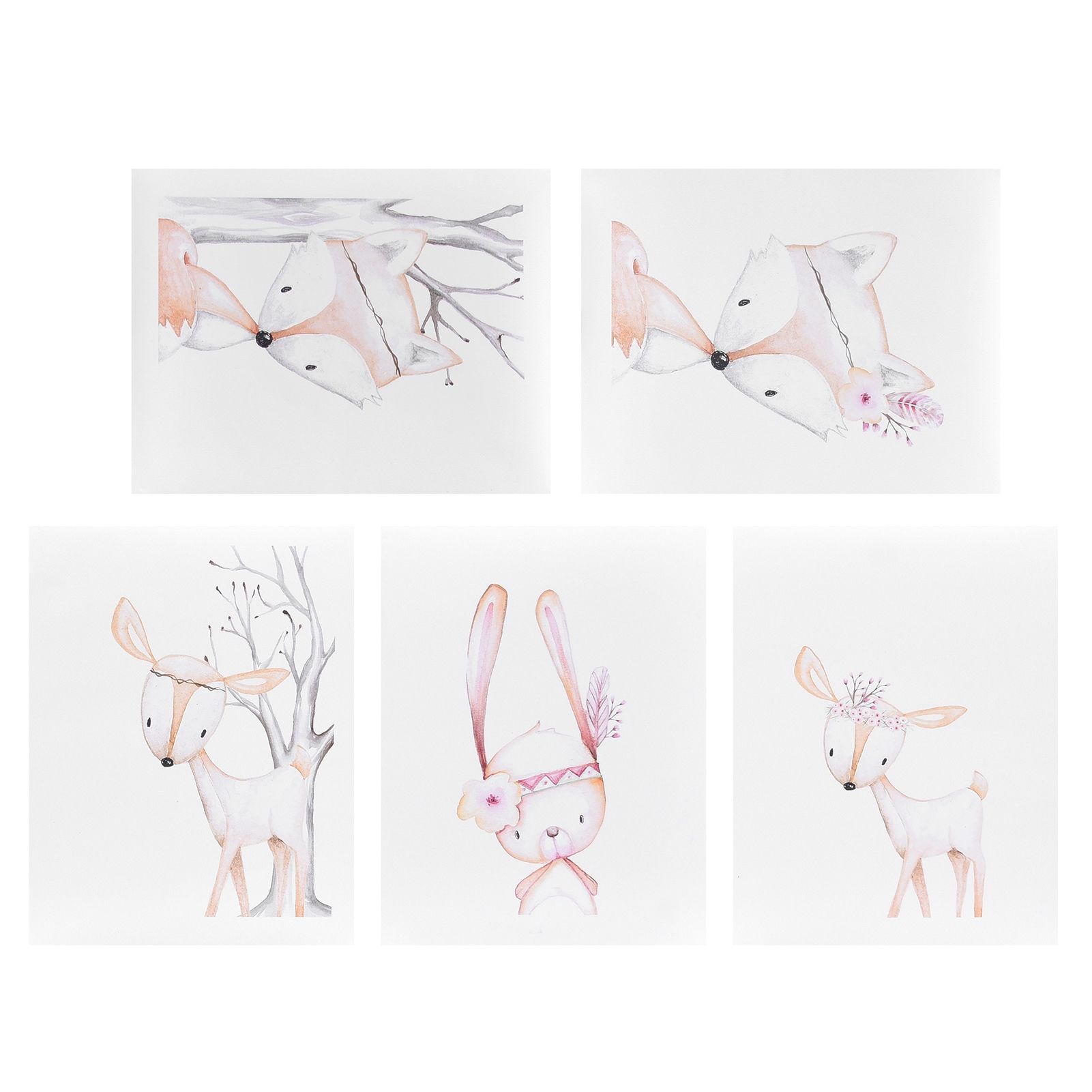 5Pcs Wall Painting Set Cartoon Animal Pattern Wall Art Picture Bedroom Living view 9