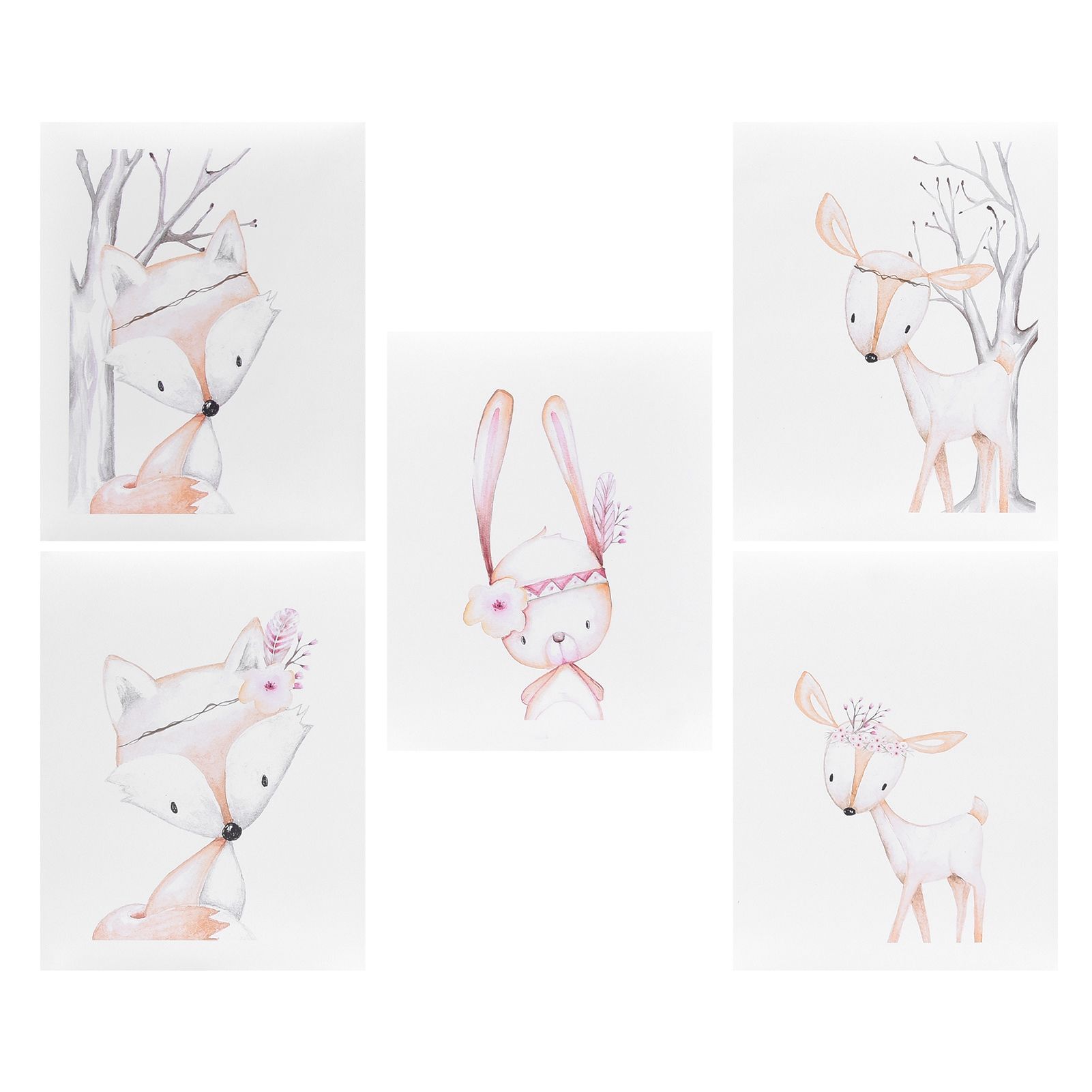 5Pcs Wall Painting Set Cartoon Animal Pattern Wall Art Picture Bedroom Living view 10
