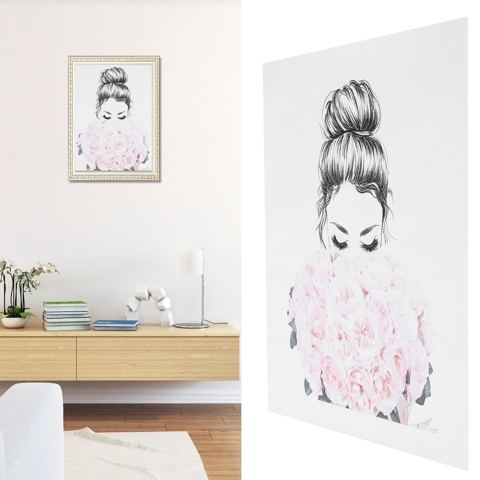 Frameless Canvas Rose Beauty Pattern Decoration Paintings for Living Room view 11