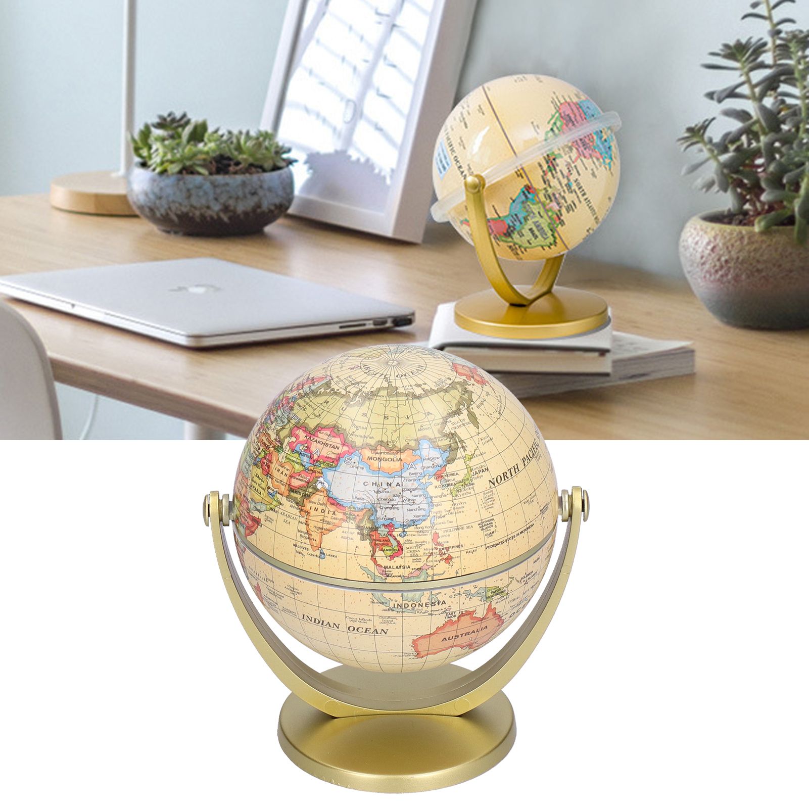 Mini World Map Globe English Edition Desktop Rotating Earth Geography Globe view 11