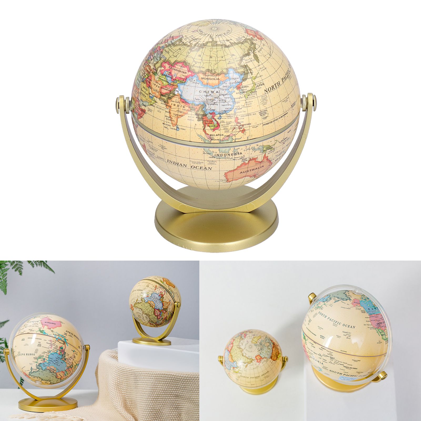 Mini World Map Globe English Edition Desktop Rotating Earth Geography Globe view 12