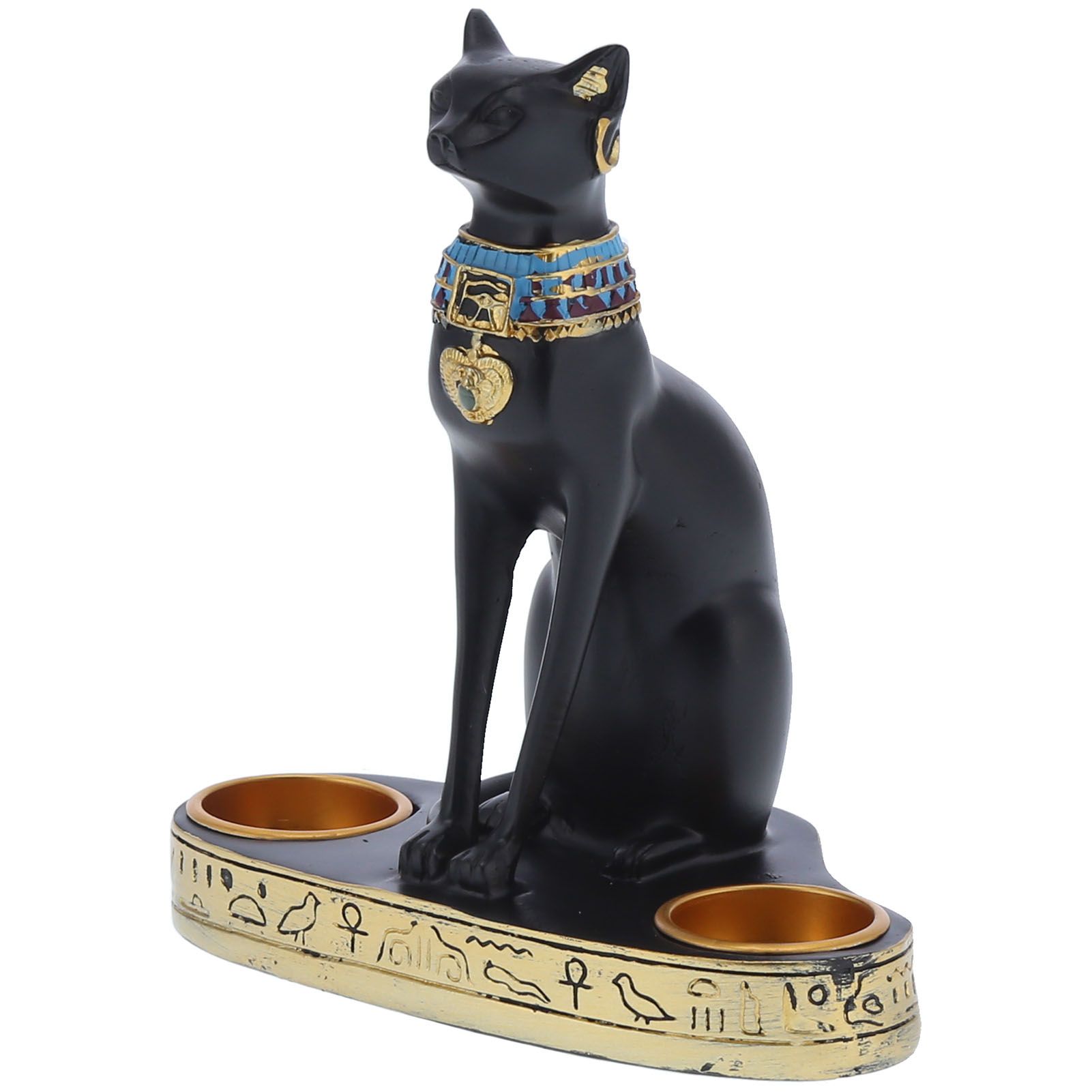 Vintage Resin Cat Statue Figurine Candlestick Candle Holder Home Office
