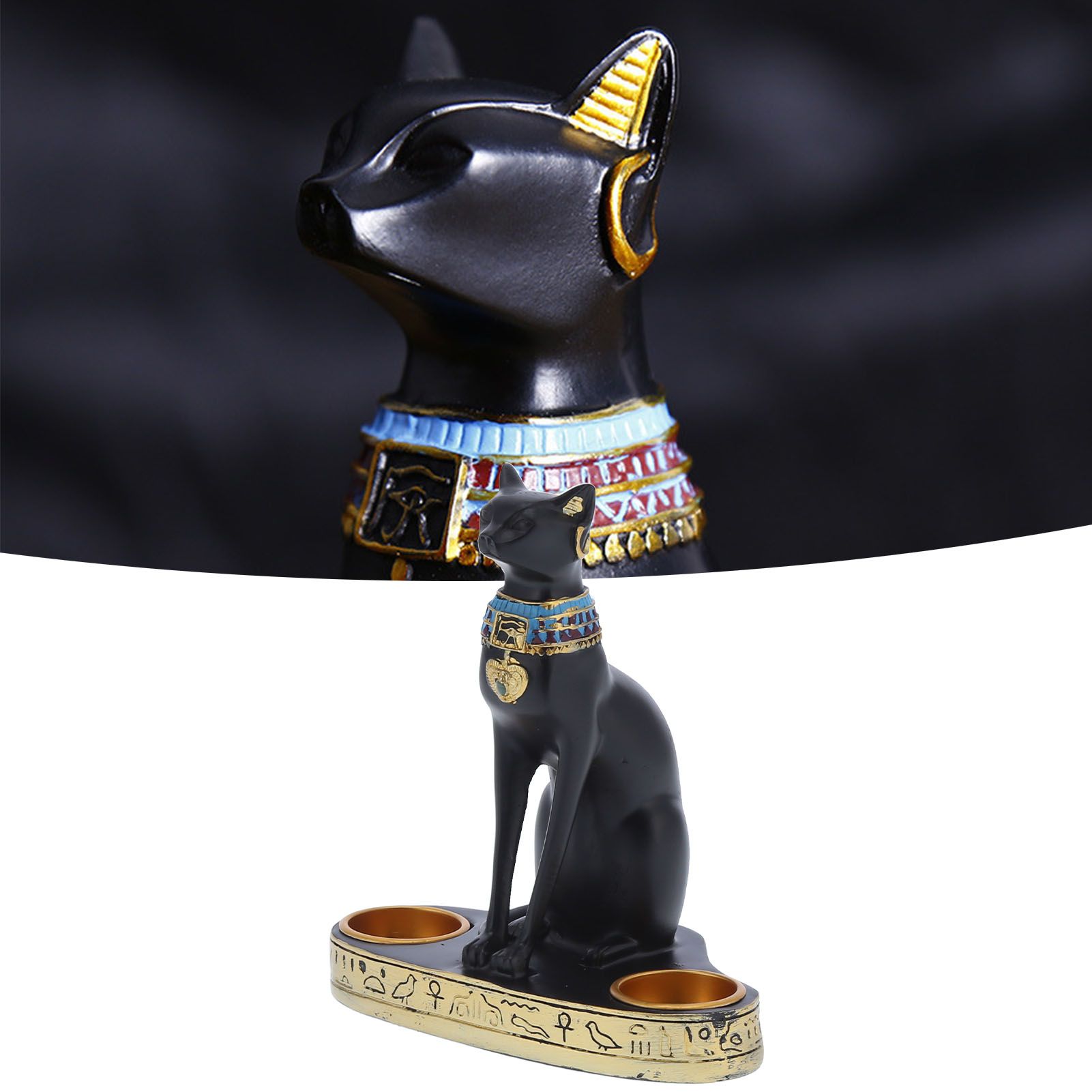 Vintage Resin Cat Statue Figurine Candlestick Candle Holder Home Office view 11