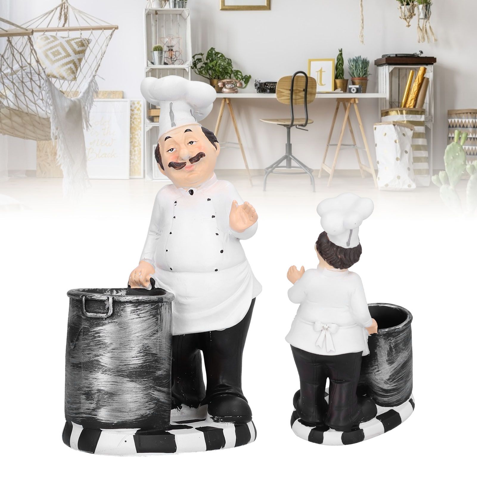 Chef Shape Figurine Statue Craft Decoration Ornament for Living Room Kitchen view 12