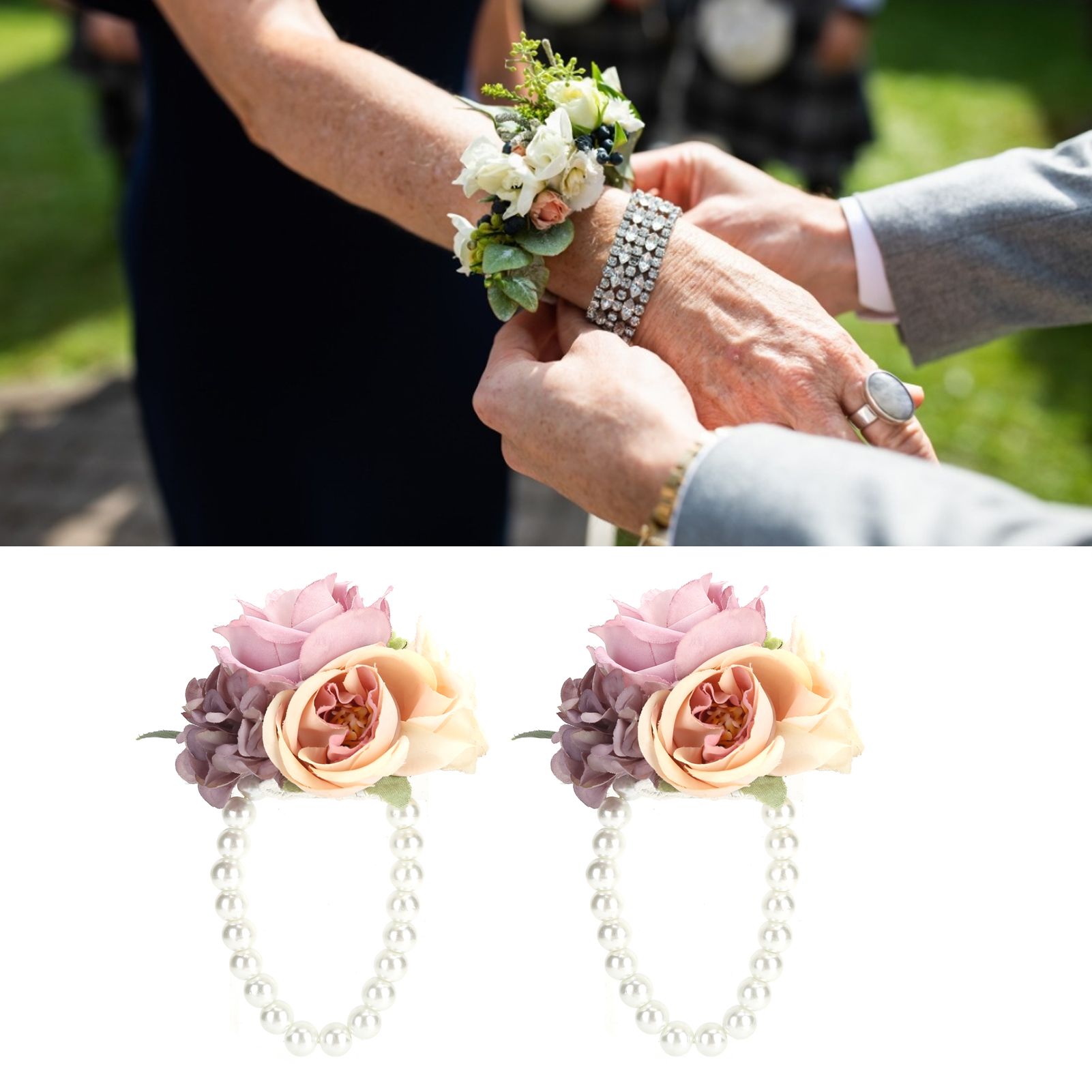 2Pcs/Bag Bridesmaid Wrist Flower Artificial Hand Flower for Wedding view 11