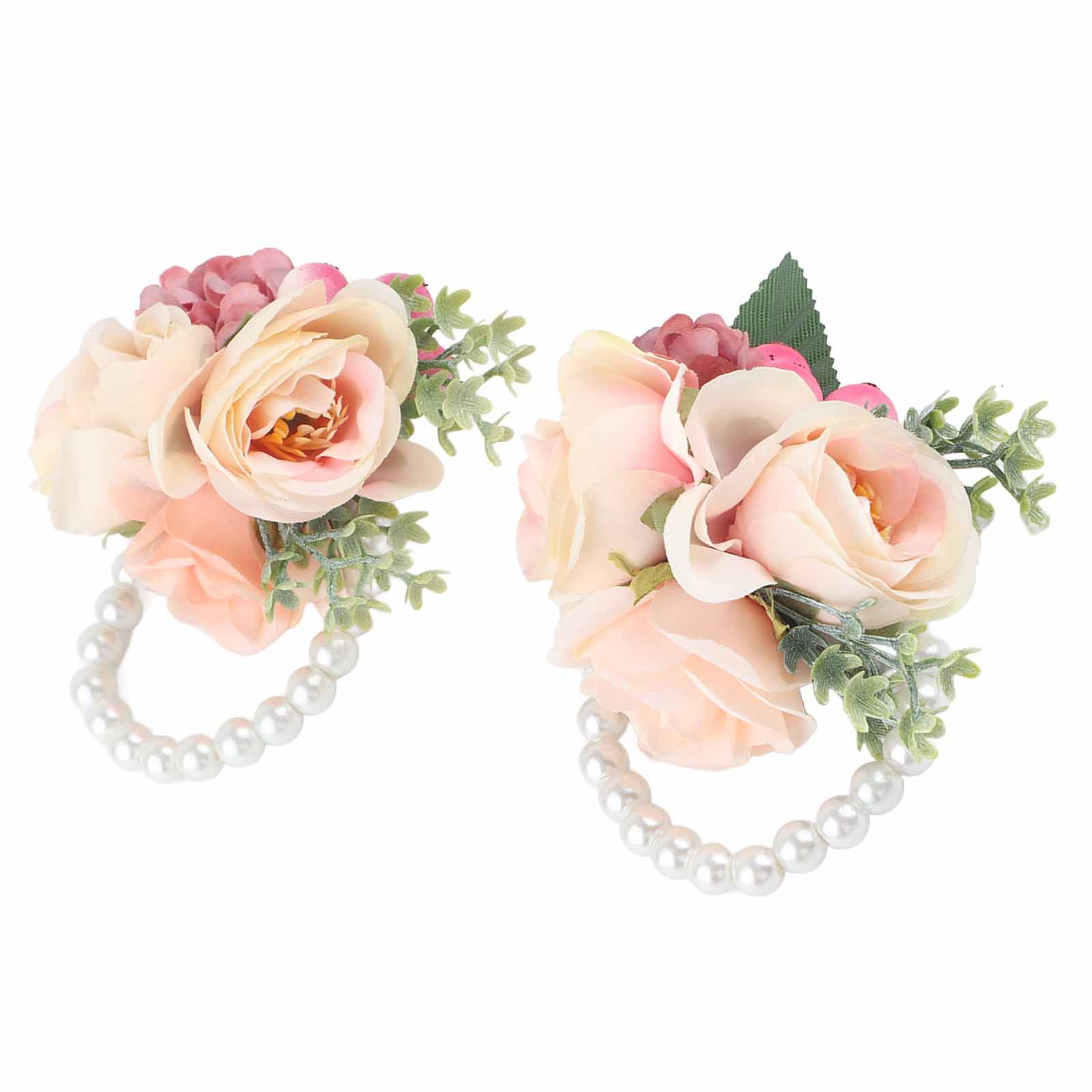 2Pcs/Bag Bridesmaid Wrist Flower Artificial Hand Flower for Wedding