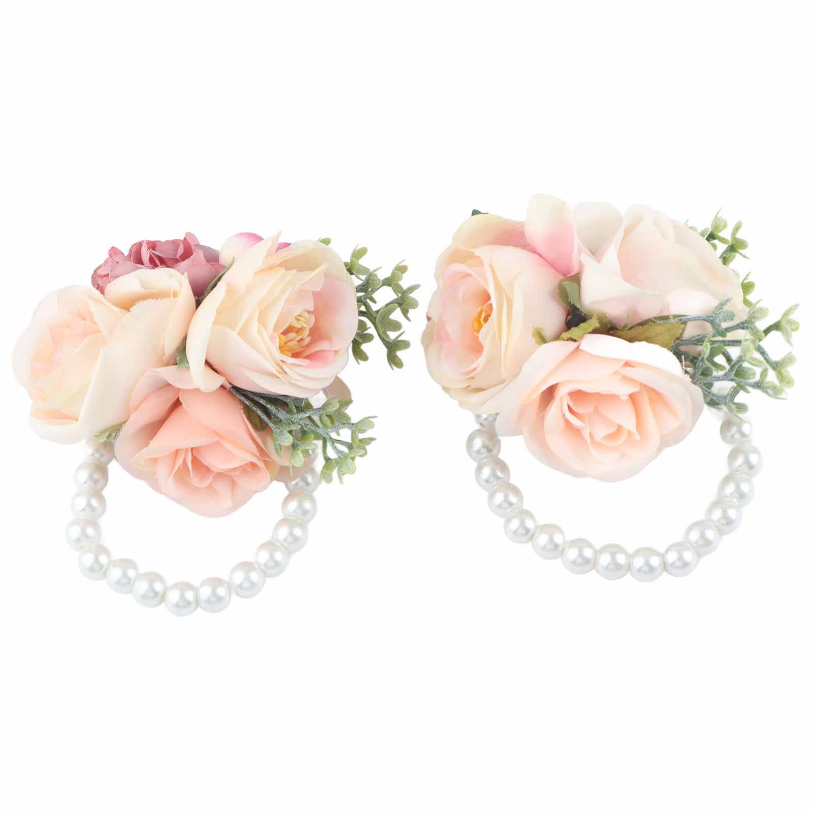 2Pcs/Bag Bridesmaid Wrist Flower Artificial Hand Flower for Wedding view 2
