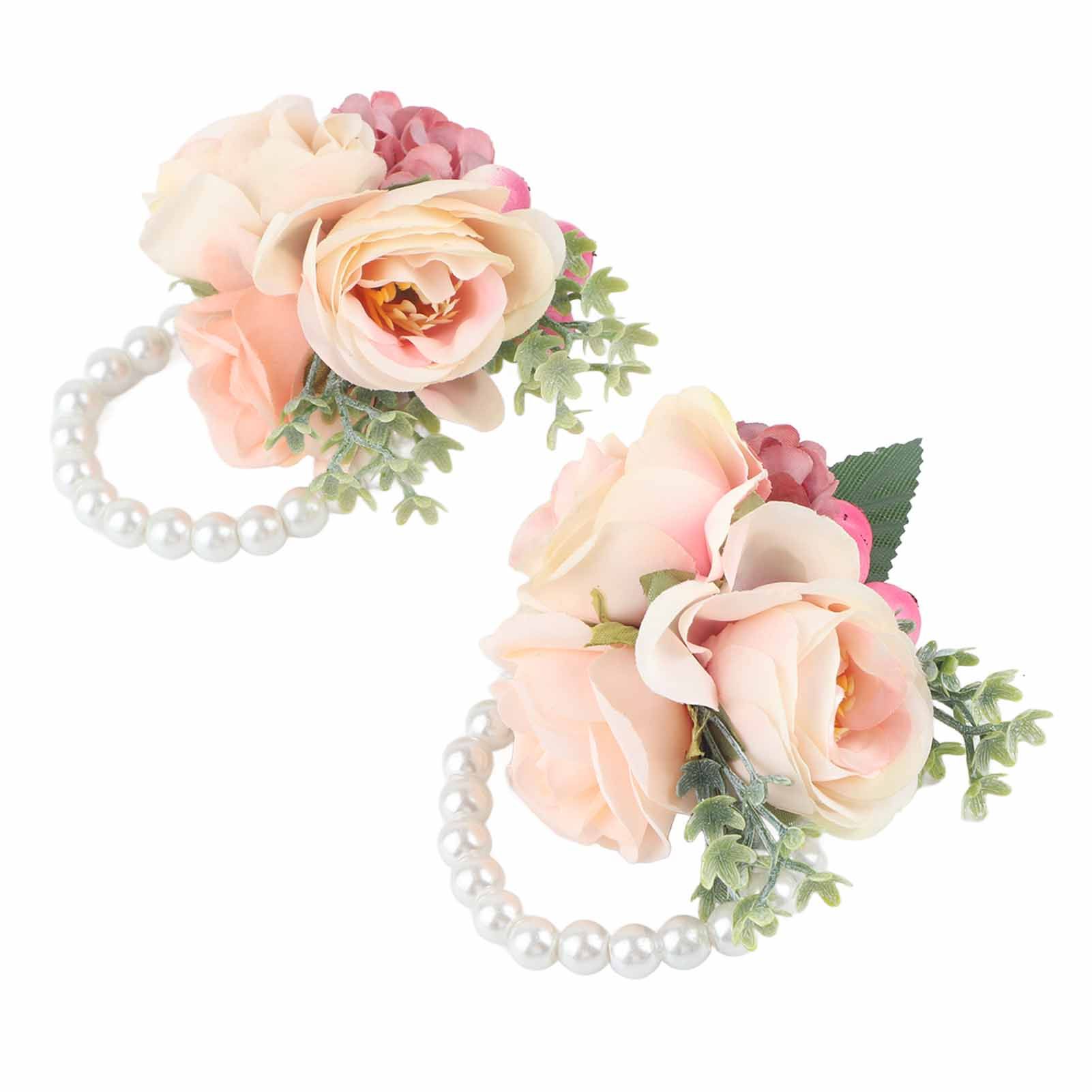 2Pcs/Bag Bridesmaid Wrist Flower Artificial Hand Flower for Wedding view 3