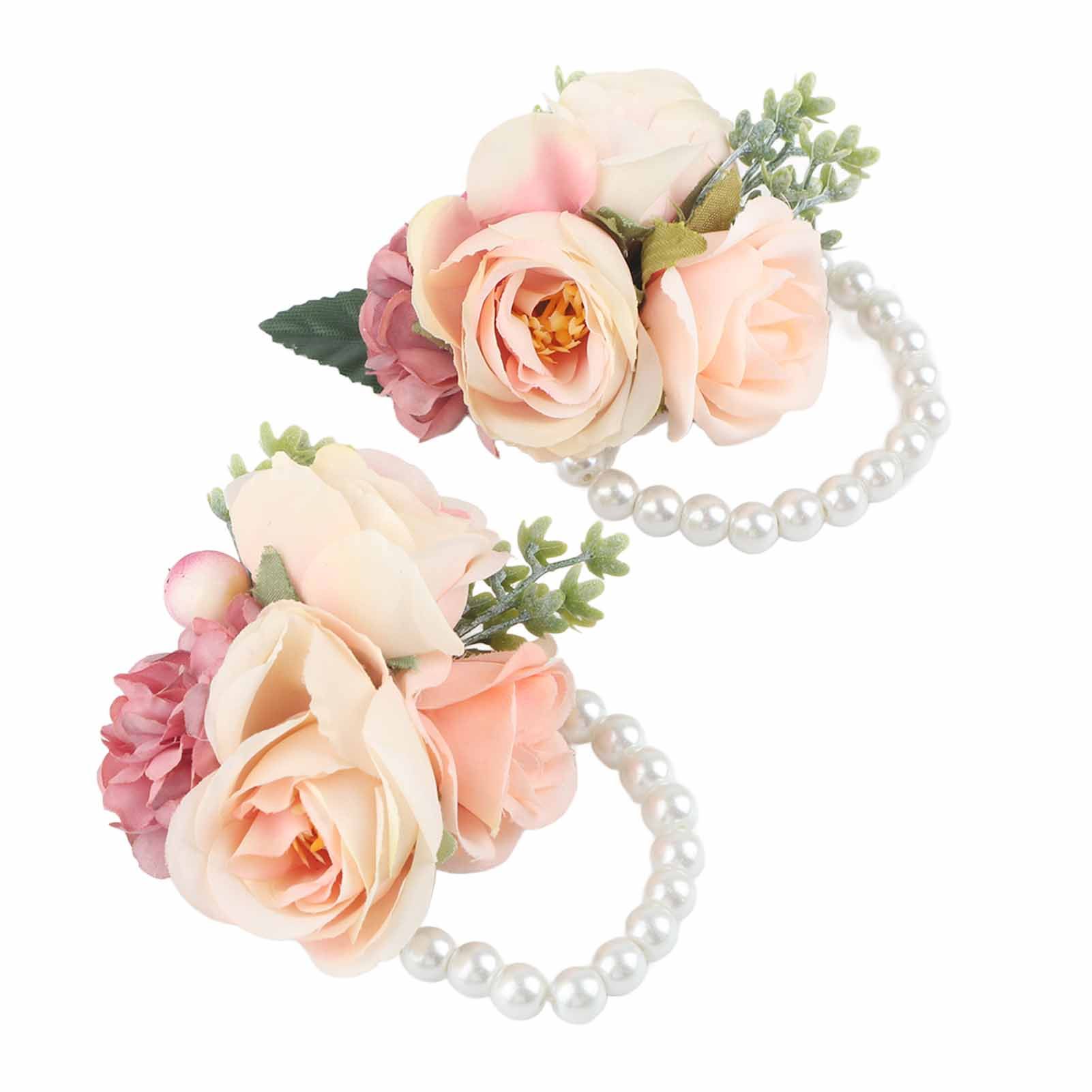 2Pcs/Bag Bridesmaid Wrist Flower Artificial Hand Flower for Wedding view 5