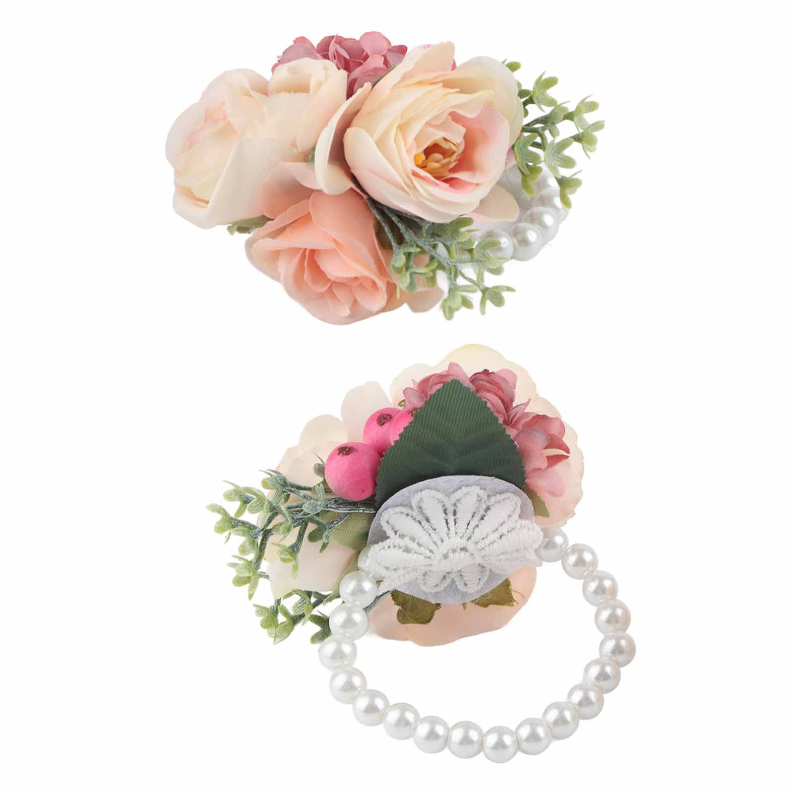 2Pcs/Bag Bridesmaid Wrist Flower Artificial Hand Flower for Wedding view 6