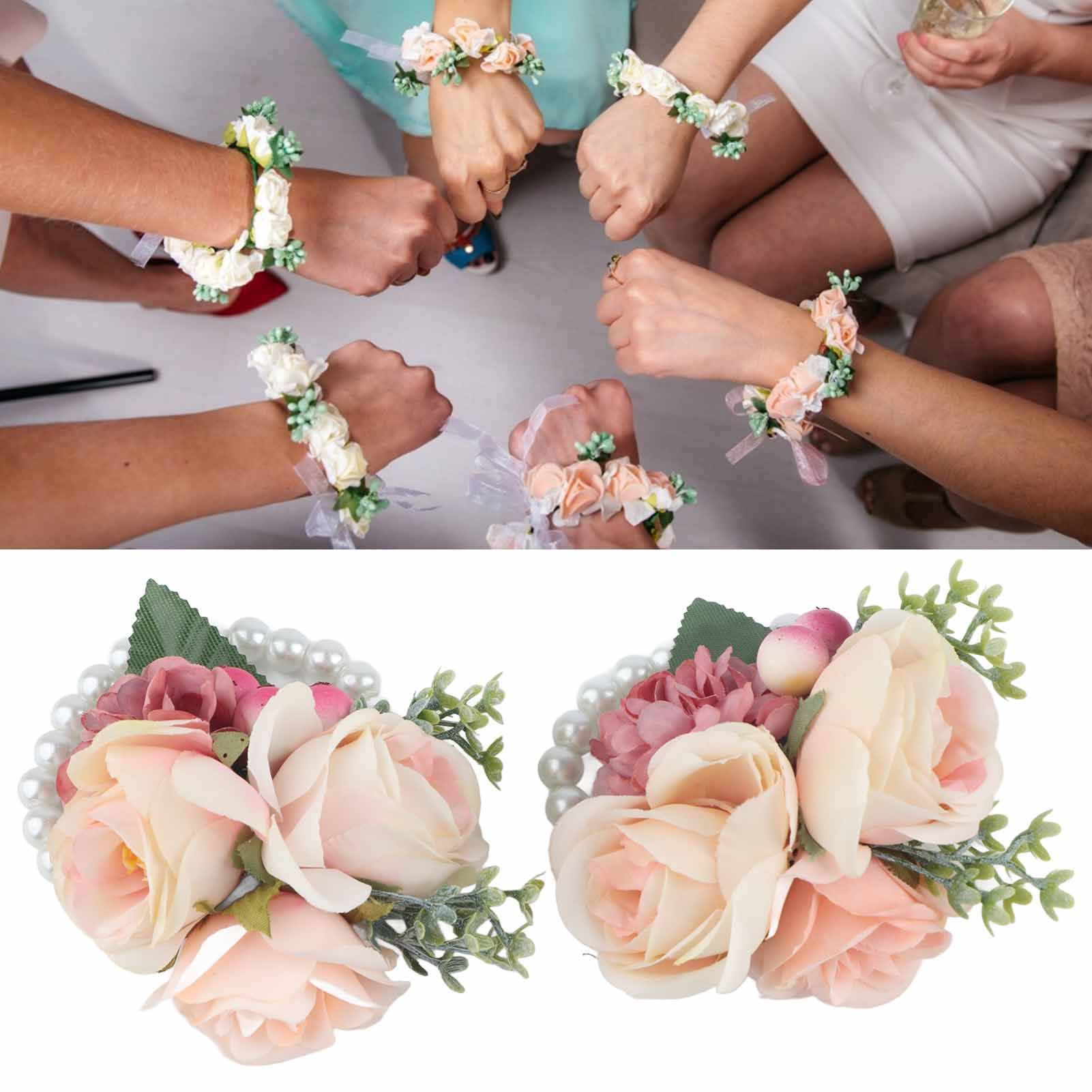 2Pcs/Bag Bridesmaid Wrist Flower Artificial Hand Flower for Wedding view 12