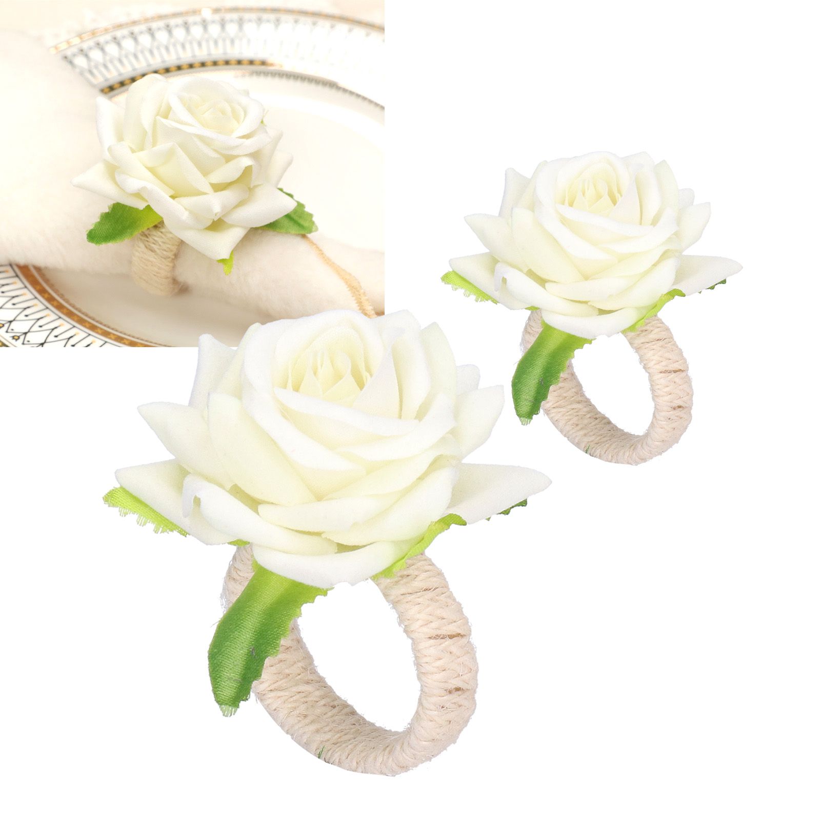 2PCS/Bag Simulation Flower Napkin Rings Modern Napkin Holder Table Decorations view 11