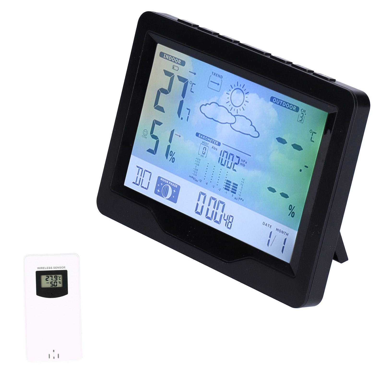 Color Screen Wireless Weather Clock Thermometer Hygrometer Electronic Clock view 3