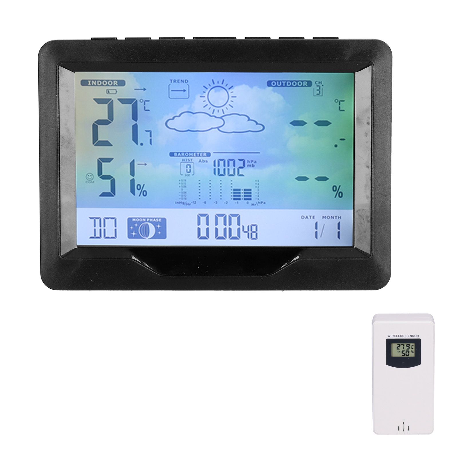 Color Screen Wireless Weather Clock Thermometer Hygrometer Electronic Clock view 4